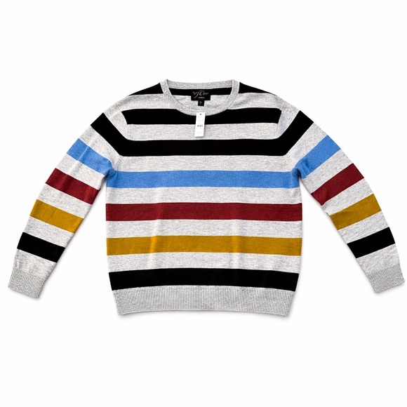 J. Crew Other - NWT J.Crew 100% Cashmere Striped Sweater Large Multicolor Crewneck